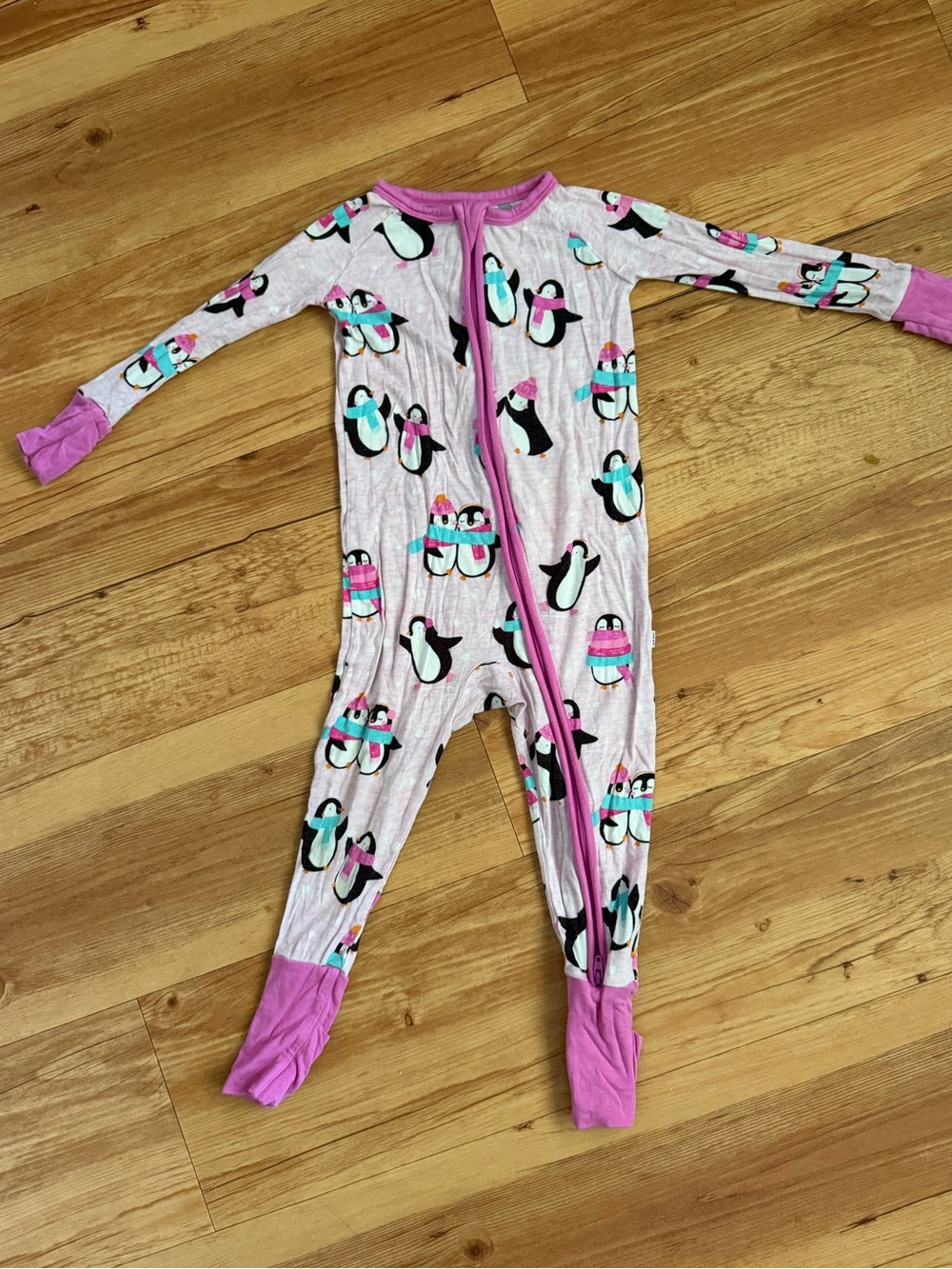 Little Sleepies Pink Penguin zippy 12-18 months winter